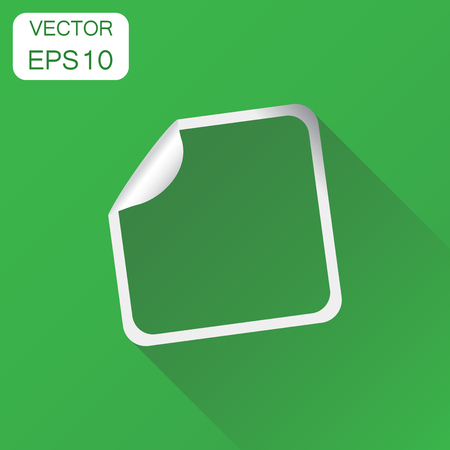Sticker icon. Business concept empty promotional labels pictogram. Vector illustration on green background with long shadow.のイラスト素材