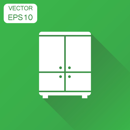 Cupboard icon. Business concept cabinet pictogram. Vector illustration on green background with long shadow.のイラスト素材