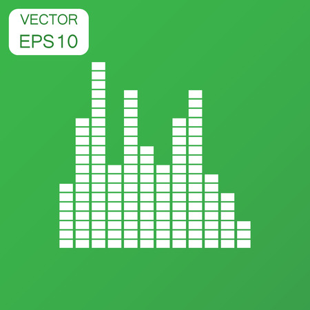 Vector sound waveform icon. Business concept Sound waves and musical pulse pictogram. Vector illustration on green background with long shadow.のイラスト素材
