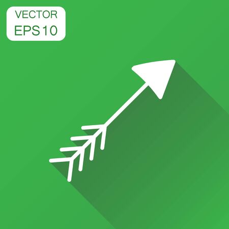 Hand drawn arrow icon. Business concept arrow pictogram. Vector illustration on green background with long shadow.のイラスト素材