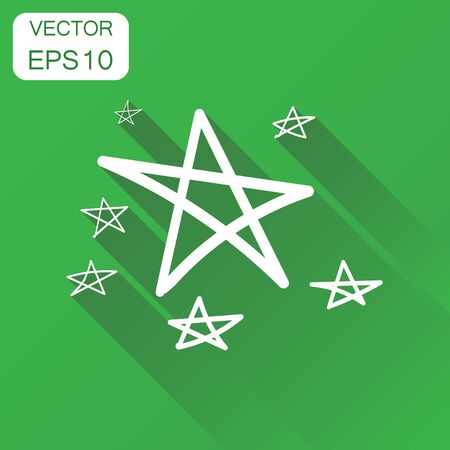 Hand drawn stars icon. Business concept stars pictogram. Vector illustration on green background with long shadow.のイラスト素材
