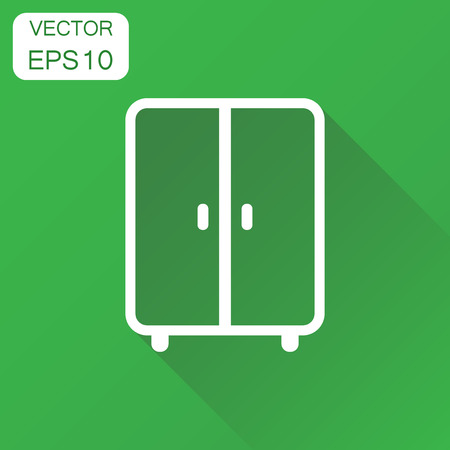 Cupboard furniture icon. Business concept furniture pictogram. Vector illustration on green background with long shadow.のイラスト素材