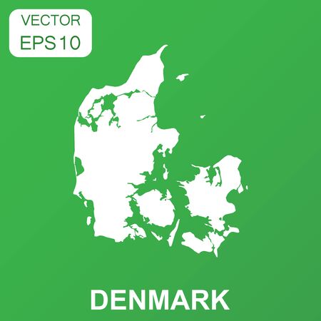 Denmark map icon. Business concept Denmark pictogram. Vector illustration on green background.のイラスト素材