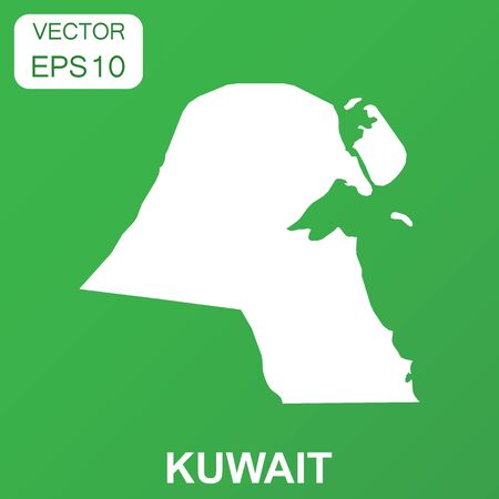 Kuwait map icon. Business concept Kuwait pictogram. Vector illustration on green background.のイラスト素材