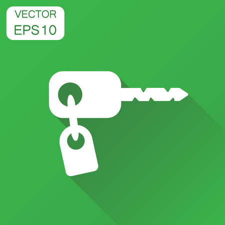 Key icon. Business concept key pictogram. Vector illustration on green background with long shadow.のイラスト素材