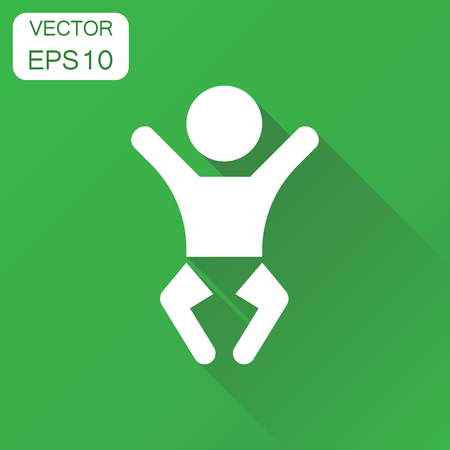 Baby icon. Business concept child pictogram. Vector illustration on green background with long shadow.のイラスト素材