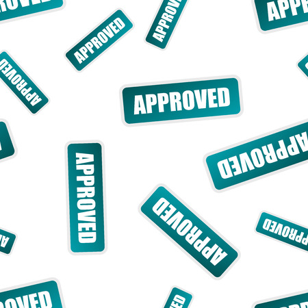 Approved stamp seamless pattern. Business concept approved pictogram. Vector illustration on white background.のイラスト素材