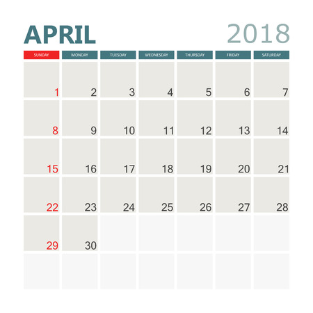 April 2018 calendarのイラスト素材