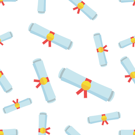 Diploma rolled scroll seamless pattern background icon. Business flat vector illustration. Graduate scroll sign symbol pattern.のイラスト素材