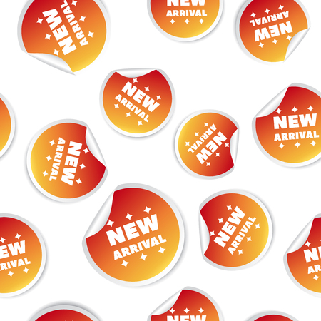 New arrival sticker seamless pattern background icon. Business flat vector illustration. Shopping sale sign symbol pattern.のイラスト素材