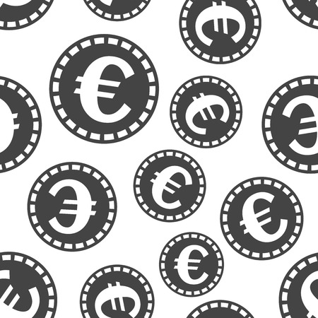 Euro coins money seamless pattern background icon. Business flat vector illustration. Coin sign symbol pattern.のイラスト素材