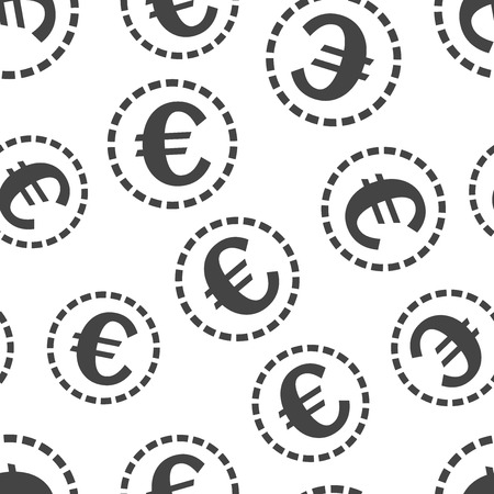 Euro coins money seamless pattern background icon. Business flat vector illustration. Coin sign symbol pattern.のイラスト素材