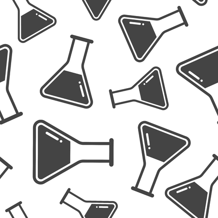 Chemical test tube seamless pattern background. Business flat vector illustration. Experiment flasks sign symbol pattern.のイラスト素材