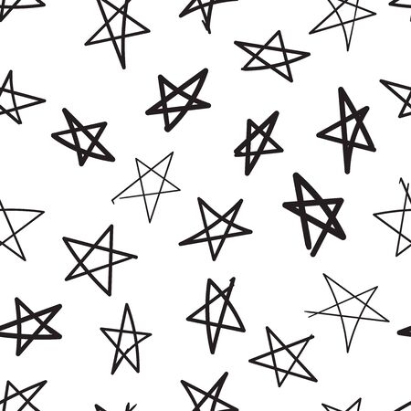Hand drawn stars icon seamless pattern background. Business flat vector illustration. Star sign symbol pattern.のイラスト素材