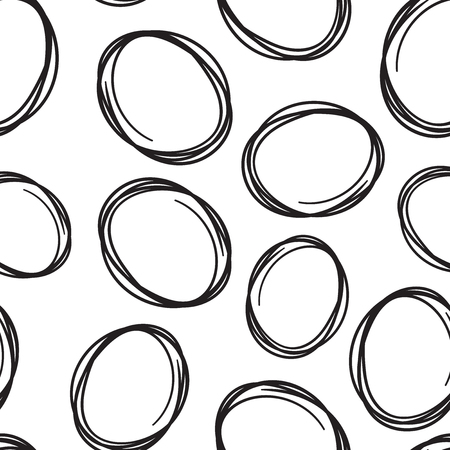 Hand drawn scribble circles seamless pattern background. Business flat vector illustration. Circles sign symbol pattern.のイラスト素材