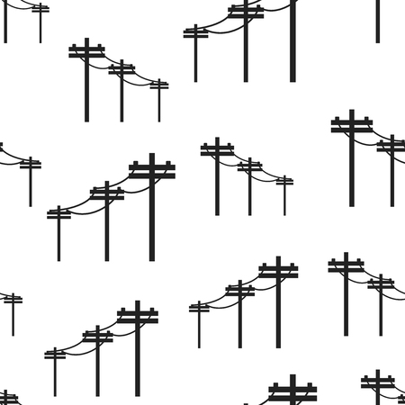 High voltage power lines seamless pattern background. Business flat vector illustration. Electric pole symbol pattern.のイラスト素材