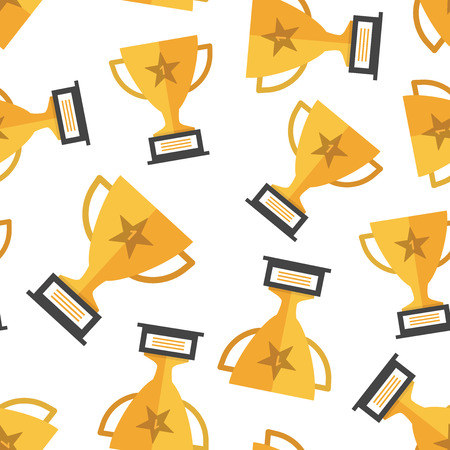 Trophy cup seamless pattern background. Business flat vector illustration. Award winner symbol pattern.のイラスト素材