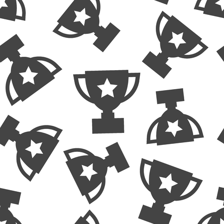 Trophy cup seamless pattern background. Business flat vector illustration. Award winner symbol pattern.のイラスト素材