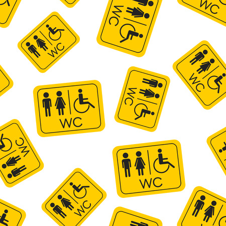 WC, toilet seamless pattern background. Business flat vector illustration. Men and women sign for restroom symbol pattern.のイラスト素材