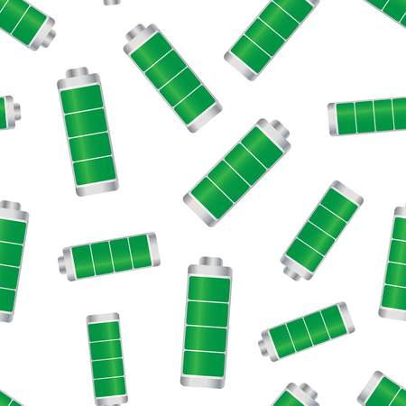 Battery level indicator seamless pattern background. Business flat vector illustration. Battery symbol pattern.のイラスト素材