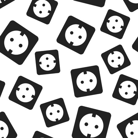 Extension cord seamless pattern background. Business flat vector illustration. Electric power socket symbol pattern.のイラスト素材