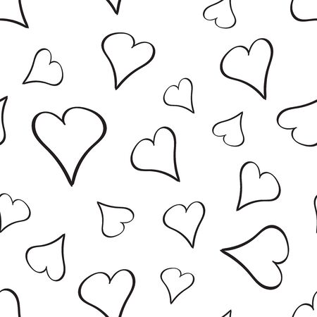 Hand drawn hearts seamless pattern background. Business flat vector illustration. Love sign symbol pattern.のイラスト素材