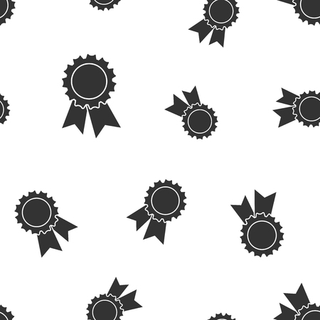 Badge with ribbon medal seamless pattern background. Business flat vector illustration. Award ribbon sign symbol pattern.のイラスト素材