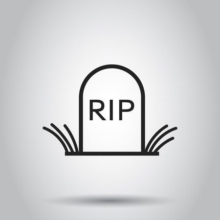 Halloween grave icon in line style. Vector illustration on isolated background. Business concept gravestone rip tombstone pictogram.のイラスト素材