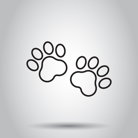 Paw print animal icon in line style. Vector illustration on isolated background. Business concept dog or cat pawprint pictogram.のイラスト素材