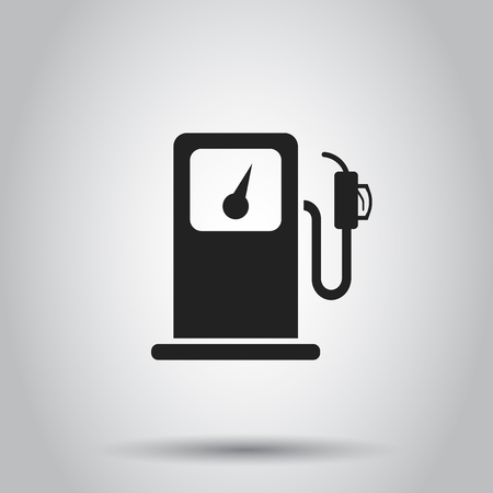 Fuel gas station icon. Vector illustration on isolated background. Business concept car petrol pump pictogram.のイラスト素材