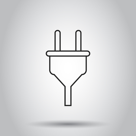 Plug socket icon in line style. Vector illustration on isolated background. Business concept power wire cable pictogram.のイラスト素材