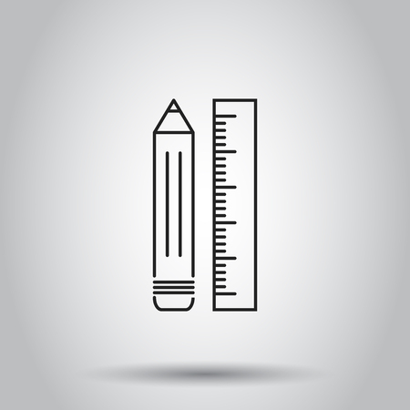 Pencil with ruler icon. Vector illustration on isolated background. Business concept ruler meter pictogram.のイラスト素材