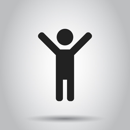 Happy man with hands up vector icon. People happy sign illustration.のイラスト素材