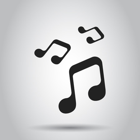 Vector music icon. Sound note illustration. Business simple flat pictogram on isolated background.のイラスト素材