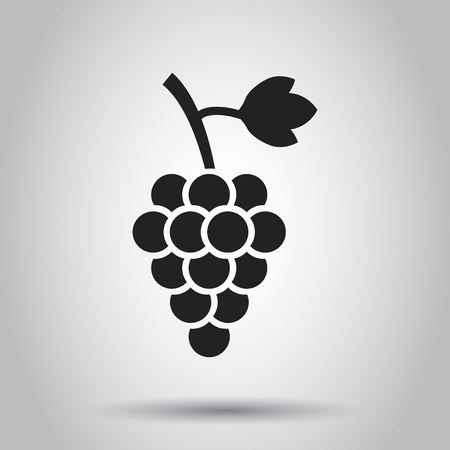 Grape fruit with leaf icon. Vector illustration on white background. Business concept Bunch of wine grapevine pictogram.のイラスト素材