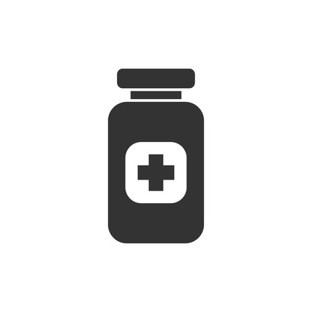 Pill vector icon in flat style. Tablet illustration on white isolated background.のイラスト素材