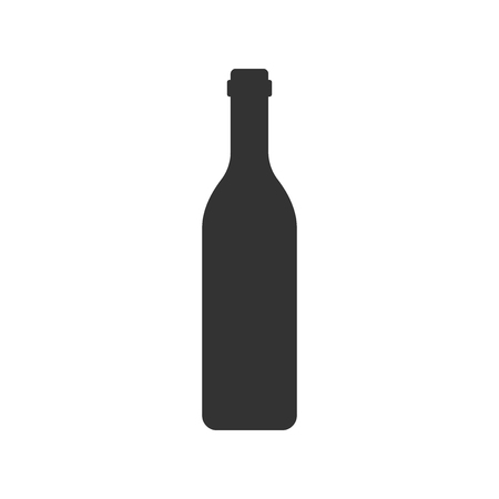 Wine bottle icon in flat style. Alcohol bottle illustration on white isolated background.のイラスト素材