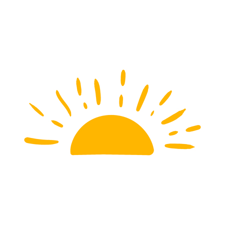 Hand drawn sun vector icon. Sun sketch doodle illustration. Handdrawn sunshine concept.のイラスト素材