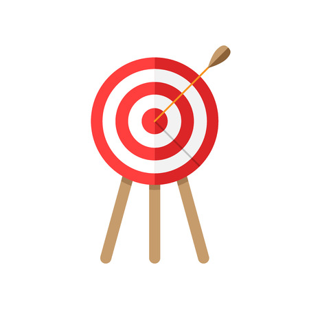 Target aim vector icon in flat style. Darts game illustration on white isolated background. Dartboard sport target concept.のイラスト素材