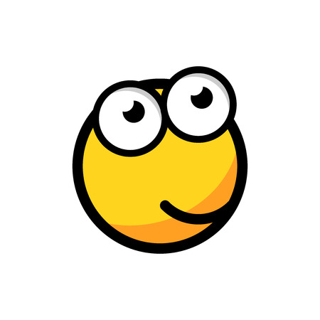 Cartoon face icon in flat style. Smiley face illustration on white isolated background. Comic emotion smiley business concept.のイラスト素材