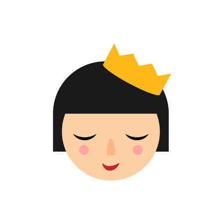 Cute girl icon in flat style. Woman character illustration on white isolated background. Cartoon girl business concept.のイラスト素材