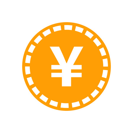 Yen, yuan money currency vector icon in flat style. Yen coin symbol illustration on white isolated background. Asia money business concept.のイラスト素材