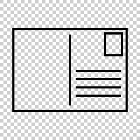 Postcard envelope icon. Vector illustration on isolated transparent background. Business concept postal postcard wheel pictogram.のイラスト素材