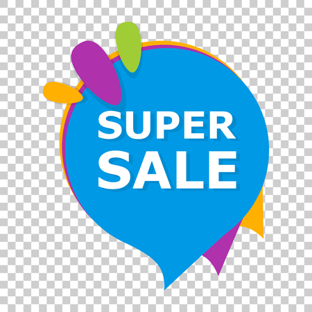 Super sale banner badge icon. Vector illustration on isolated transparent background. Business concept super sale pictogram.のイラスト素材