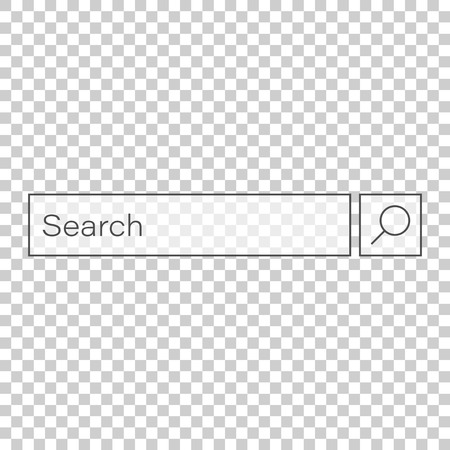 Search bar vector ui element icon in flat style. Search website form illustration field. Find search business concept on isolated transparent background.のイラスト素材