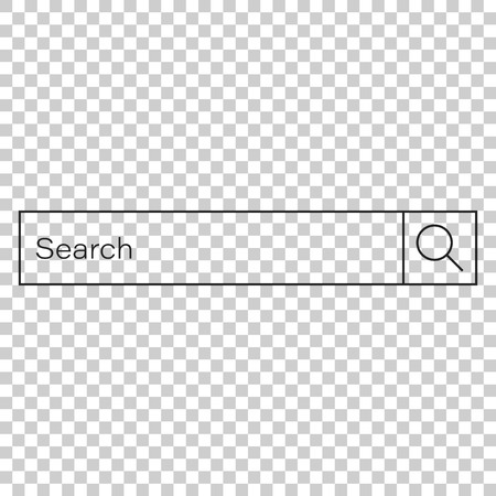 Search bar vector ui element icon in flat style. Search website form illustration field. Find search business concept on isolated transparent background.のイラスト素材