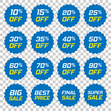 Discount stickers vector icon in flat style. Sale tag sign illustration on isolated transparent background.のイラスト素材
