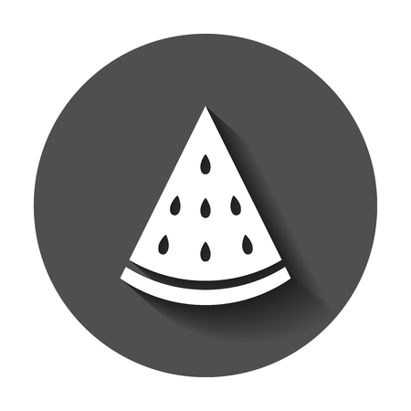 Watermelon sign vector icon. Ripe fruit illustration. Business concept simple flat pictogram with long shadow.のイラスト素材