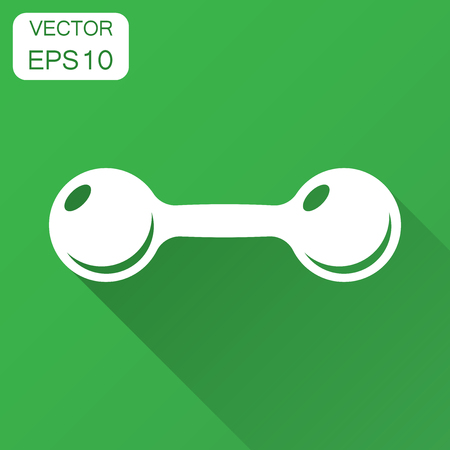 Dumbbell fitness gym in flat style. Barbell illustration with long shadow. Bodybuilding sport concept.のイラスト素材