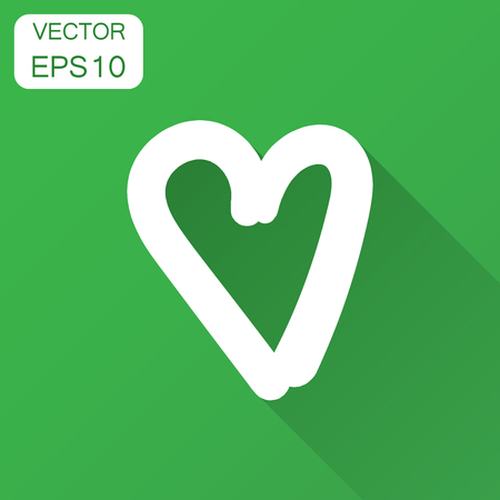 Hand drawn hearts vector icon. Love sketch doodle heart illustration with long shadow. Handdrawn valentine concept.のイラスト素材